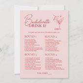 Retro Cocktail Bachelorette Party Game Drink Als Kaart (Voorkant)