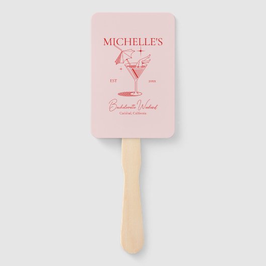 Retro Cocktail Bachelorette Party Handwaaier (Achterkant)