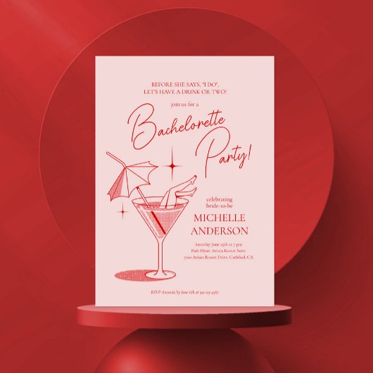 Retro Cocktail Bachelorette Party Invitation