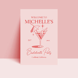 Retro Cocktail Bachelorette Party Welkom Poster