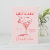 Retro Cocktail Bachelorette Weekend Route Kaart (Staand voorkant)