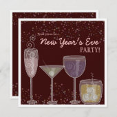 Retro Cocktail Celebration Nieuwjaarsfeest Kaart (Voorkant / Achterkant)
