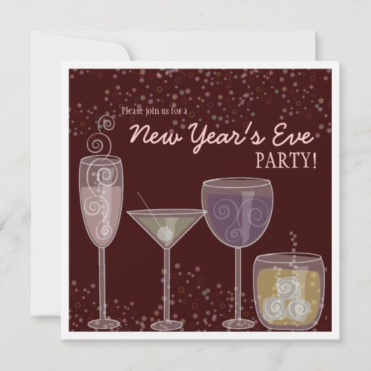 Retro Cocktail Celebration Nieuwjaarsfeest Kaart (Voorkant)