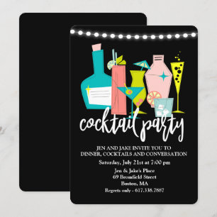 Retro Cocktail Dranken Cocktail Party Uitnodiging