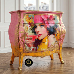 Retro Cocktail Glam Vrouw Decoupage Tissuepapier