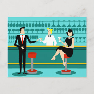 Retro Cocktail Lounge Briefkaart