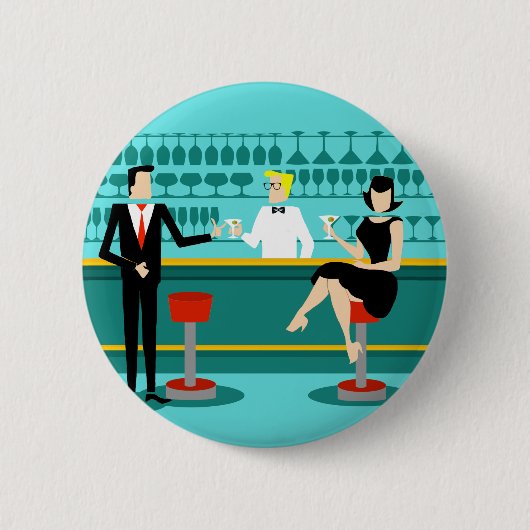 Retro Cocktail Lounge Couple Button (Voorkant)