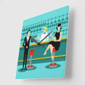 Retro Cocktail Lounge Horloge Mur Acrylique (Angle)