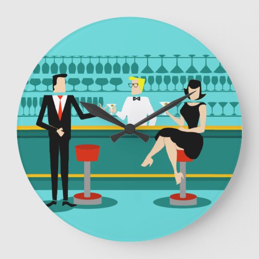 Retro Cocktail Lounge Horloge Mur Acrylique (Recto)