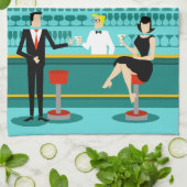 Retro Cocktail Lounge Kitchen Towel Theedoek (Gevouwen)