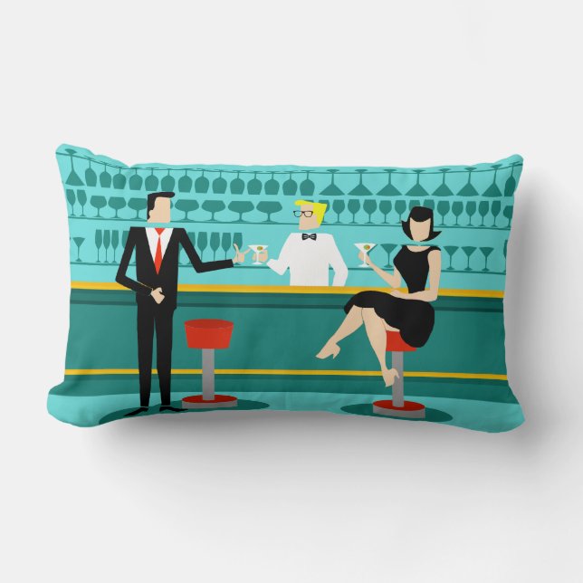 Retro Cocktail Lounge Lumbar Pillow Kussen (Voorkant)