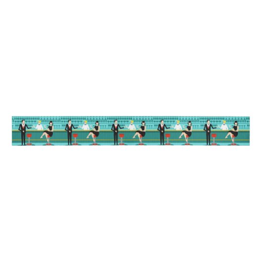 Retro Cocktail Lounge Ribbon Grosgrain Lint (Voorkant)
