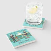 Retro Cocktail Lounge Stone Onderzetter (Zijkant)