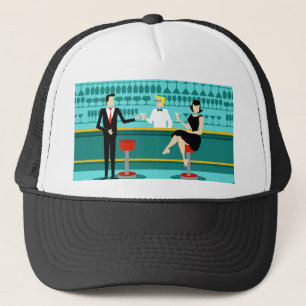 Retro Cocktail Lounge Trucker Hat Trucker Pet
