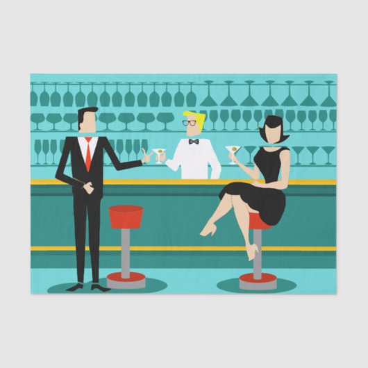 Retro Cocktail Lounge-weefselpapier Tissuepapier (Voorkant)