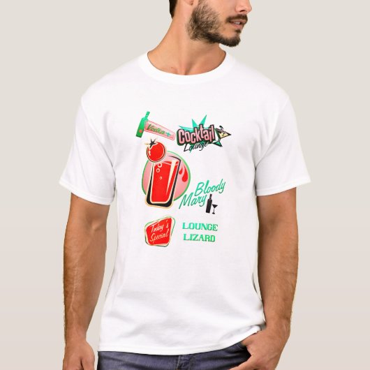 Retro cocktail loungehagedis t-shirt (Voorkant)
