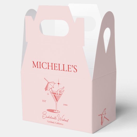 Retro Cocktail Meisjesuitstapfeestje Bedankdoosjes (Geopend)