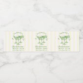 Retro Cocktail Modern Bachelorette Groen Waterfles Etiket (Enkel label)