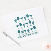 Retro Cocktail Party Drink gelukkig nieuwjaar Vierkante Sticker (Envelop)