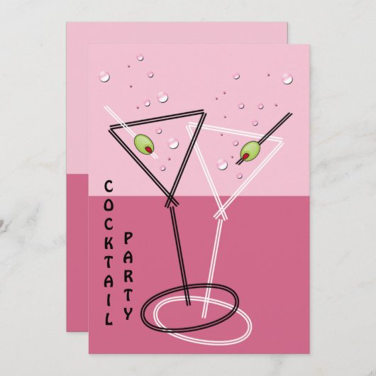 Retro Cocktail party Invitation (Devant / Derrière)