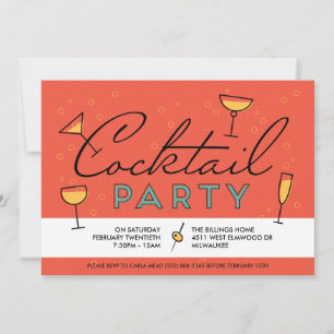 Retro  Cocktail Party Invitation Kaart