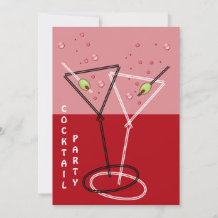 retro Cocktail party Invitation Kaart