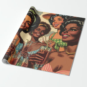 Retro cocktail party meisjes cadeaupapier