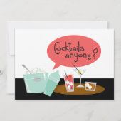 Retro Cocktail Party-uitnodigingen Kaart (Voorkant)