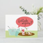 Retro Cocktail Party-uitnodigingen Kaart (Staand voorkant)