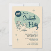 Retro Cocktail Party-uitnodigingen Kaart (Voorkant)