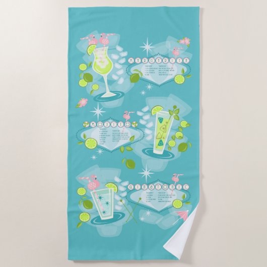 Retro Cocktail Recipes Strandlaken (Voorkant)