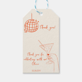 Retro Cocktail Verjaardagsfeestje fancy dank u Cadeaulabel