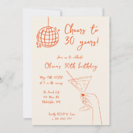 Retro Cocktail verjaardagsfeestuitnodiging Kaart