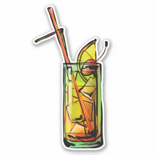 Retro Cocktail Vibes Sticker (Voorkant)