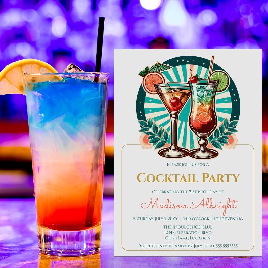 Retro Cocktailparty Kaart