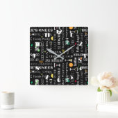 Retro Cocktails Vierkante Klok (Huis)