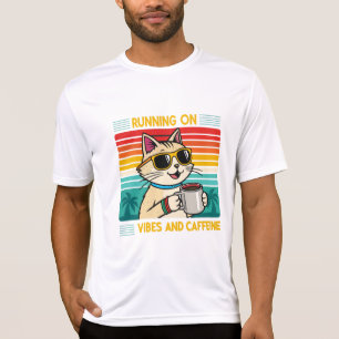 Retro Coffee Cat Vibes - Cafeïne liefhebber Mannen T-shirt