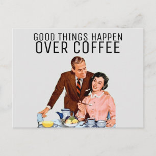 RETRO COFFEE COUPLE 1950s BRIEFKAART