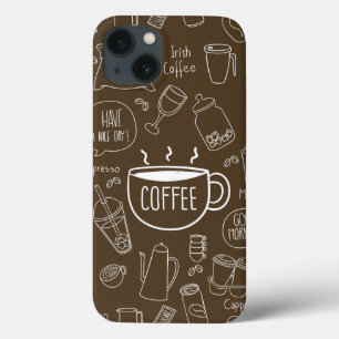 Retro Coffee Cup Pattern Mok – Perfect voor Barist iPhone 13 Hoesje