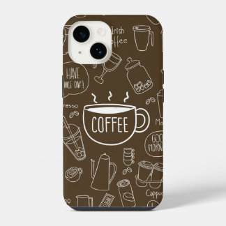 Retro Coffee Cup Pattern Mok – Perfect voor Barist iPhone 14 Hoesje