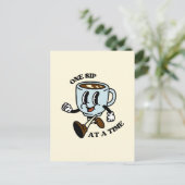 Retro Coffee Cup Slogan Briefkaart (Staand voorkant)