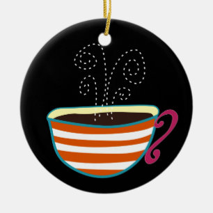Retro Coffee Cup Tea Custom Keramisch Ornament