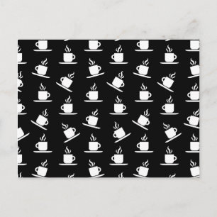 Retro Coffee Cups Print Pattern Coffee Mugs Black Briefkaart