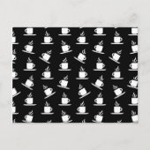 Retro Coffee Cups Print Pattern Coffee Mugs Black Briefkaart (Voorkant)