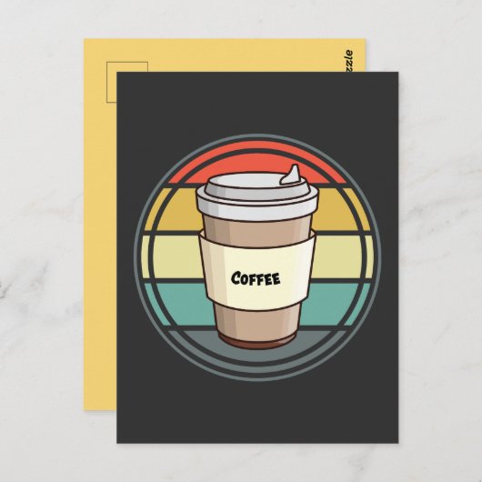 Retro Coffee Hot Drink om te gaan Briefkaart (Voorkant / Achterkant)