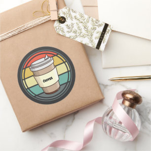 Retro Coffee Hot Drink om te gaan Ronde Sticker