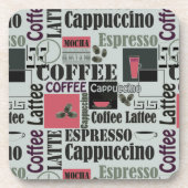 retro coffee kitchen pattern for espresso latte bier onderzetter (Voorkant)