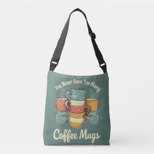 Retro Coffee Mok Stack Illustratie Crossbody Tas
