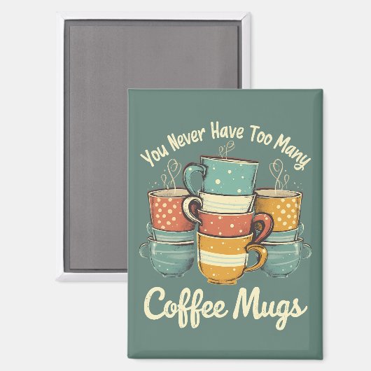 Retro Coffee Mok Stack Illustratie Magneet (Voorkant / Achterkant)