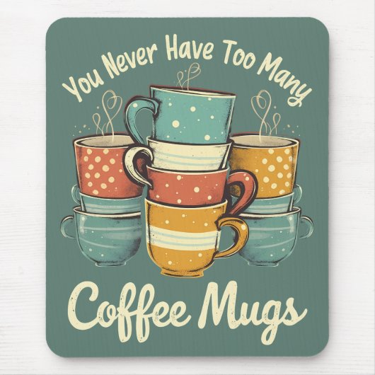 Retro Coffee Mok Stack Illustratie Muismat (Voorkant)